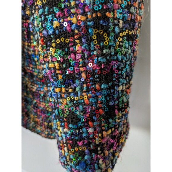 Blank NYC Women Size Small S Multicolor Rainbow Sequin Tweed Blazer Jacket - Picture 5 of 16